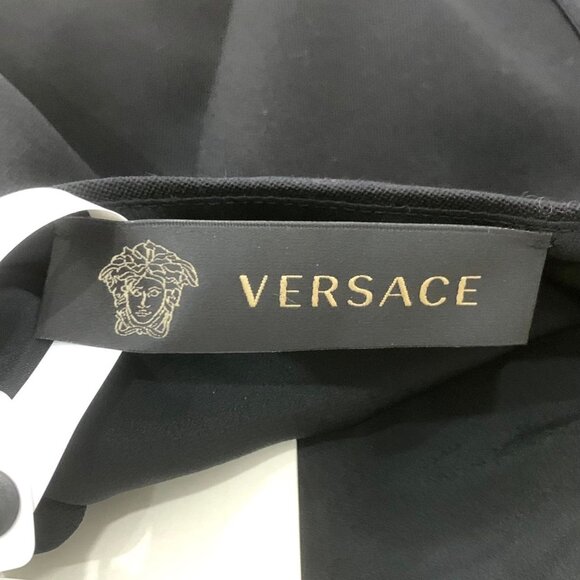 Versace Black Wrap Mini Skirt W/ Gold Clasp Design Size 38 Ribbed Detailing Clas - Picture 6 of 6